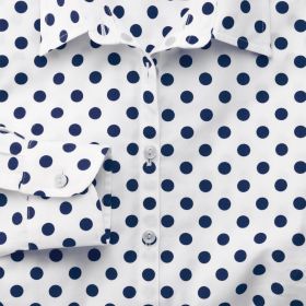 Женская рубашка белая в темно-синий горошек Charles Tyrwhitt приталенная Fitted (WE090WNV)