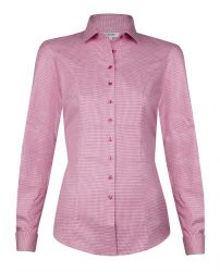 Женская рубашка под запонки розовая хлопок T.M.Lewin приталенная Fitted (52443)