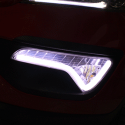 LED-вставки в ПТФ KIA Sportage3 "клыки", LED-N-CAR, 2WAY (габарит+поворотник)