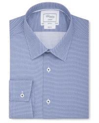 Мужская рубашка синяя с мелким рисунком T.M.Lewin приталенная Slim Fit (54357)
