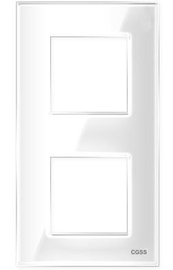 Двухпостовая рамка вертикальная стеклянная белая "Эстетика" GL-VP102-WC