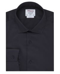 Мужская рубашка черная сатиновая T.M.Lewin приталенная Slim Fit (57623)