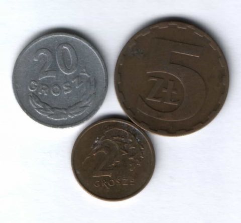 Набор монет Польша 1968-1992 г. 3 шт.
