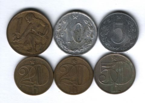 Набор монет Чехословакия 1954-1984 г. 6 шт.