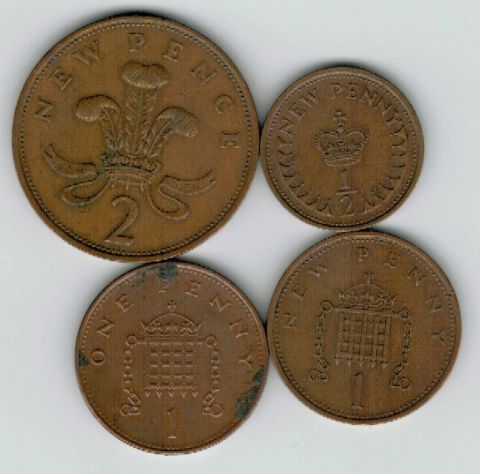 Набор монет Великобритания 1971-1996 г. 4 шт.