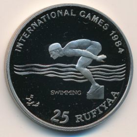 Олимпиада 1984 Плавание 25 руфий Мальдивы 1984