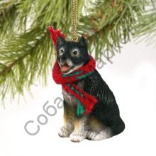 Аляскинский маламут новогоднее украшение «Теплый шарф»
