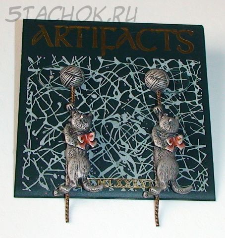 Серьги-гвоздики "Котята на клубочках" под олово