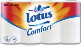Туалетная бумага Lotus Comfort White, 2 слоя, 8 рулонов