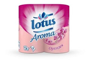Туалетная бумага Lotus Aroma, сирень, 2 слоя, 4 рулона