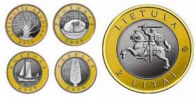 Природа и человек Набор монет Литва  2 лита 2013  (4 шт.)