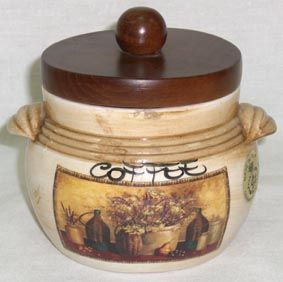 Банка для сыпучих продуктов с деревянной крышкой (кофе), 0,5л  "Натюрморт"