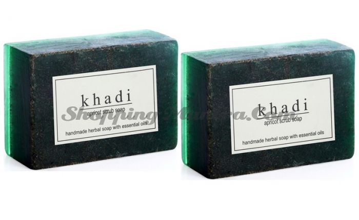Мыло-скраб с натуральными эфирными маслами Абрикос (2шт.) (Khadi Herbal Apricot Scrub Soap)