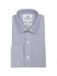 Мужская рубашка под запонки в синюю полоску Harvie & Hudson приталенная Slim Fit (01J0098NVY)
