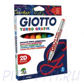 Giotto Turbo Grafik. Фломастеры со скошенным наконечником, 8 цветов