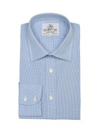 Мужская рубашка большого размера с длинным рукавом синяя Harvie & Hudson приталенная Slim Fit (01J0036BLU)