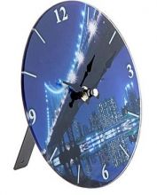 Часы настенные круг с подставкой Мост ночной d=17см