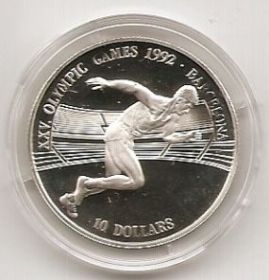 Бег Олимпиада в Барселоне 1992 10 долларов Острова Кука 1990