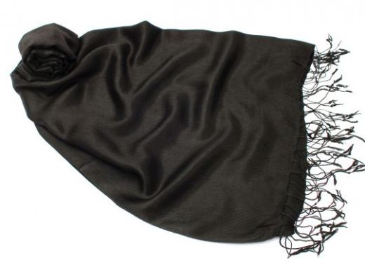 Чёрный шёлковый шарф палантин (шелк + шерсть), 1450 руб.