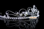 Элегантная позолоченная белым золотом диадема невесты "Nympha" с кристаллами Сваровски