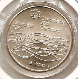 Плавание  XXI Олимпийские игры в Монреале`76 .5 Долларов Канада 1975