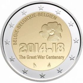 100 лет  Первой мировой войне  2 евро Бельгия 2014
