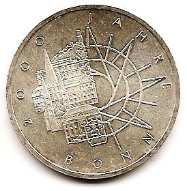 2000 лет Бонн 10 марок ФРГ 1989