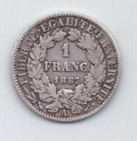 1 франк 1887 г. Франция