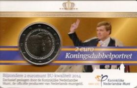 Король Вильям-Александр и Королева Беатрикс 2 евро Нидерланды 2014 BU