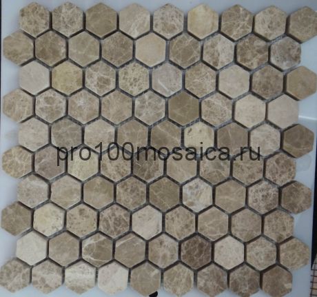 HEXAGON EMPERADOR LIGHT TUM. Мозаика серия STONE, размер, мм: 305*305 (ORRO Mosaic)