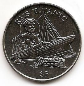 Крушение Титаника 5 долларов Либерия  1998