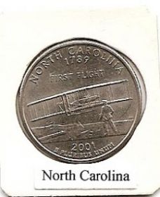 Северная Каролина 25 центов США 2001