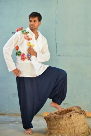 Однотонные мужские штаны алладины, Индия, хлопок.