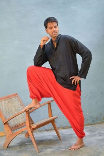 Красные мужские штаны афгани, Индия, хлопок