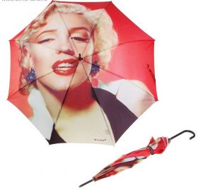 Зонт женский "Мэрлин Монро", полуавтомат, трость, d = 58, 8 карбоновых спиц, кожаная ручка