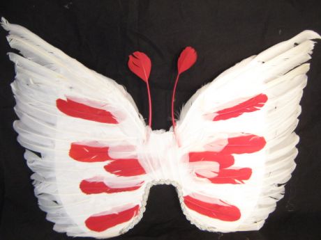 Крылья перьевые белые с красными пятнами