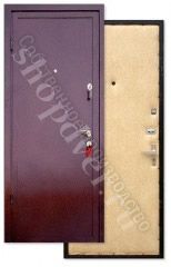 Металлические двери порошковый окрас с броне полосой+винилискожа