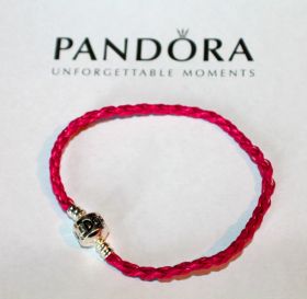 Кожаный браслет PANDORA Розовый