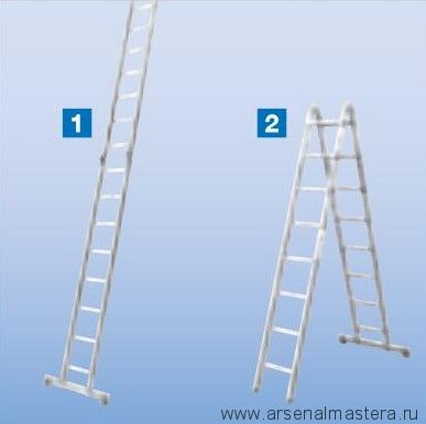 Двухсекционная шарнирная двусторонняя лестница - стремянка Krause STABILO, 2х6 перекладин