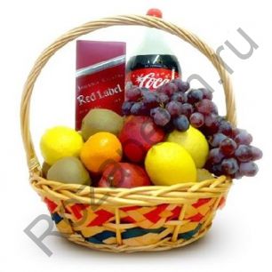 Подарочная корзинка с фруктами, Red label и Coca-cola