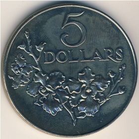 Орхидея (25 лет национальному строительству) 5 долларов Сингапур 1984