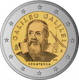 450 лет со дня рождения Галилео Галилея 2 евро Италия 2014 на заказ