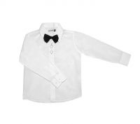 Праздничная белая рубашка для мальчика длинный рукав и бабочка Елена и Ко 101-1-140