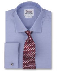 Мужская рубашка под запонки синяя T.M.Lewin приталенная Slim Fit (52547)
