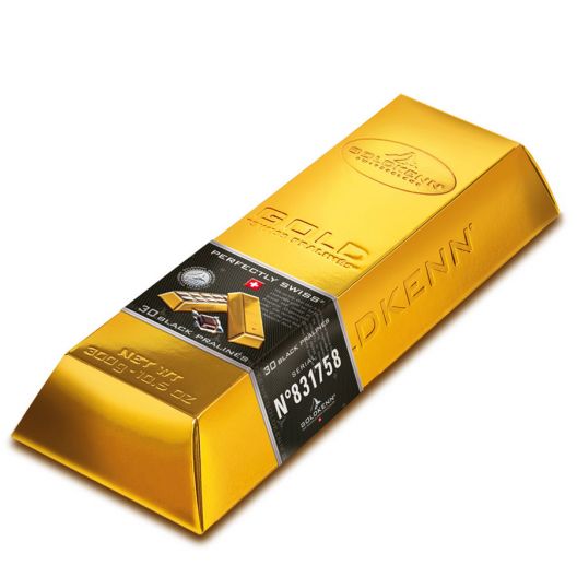 Набор шоколада Goldkenn Золотой слиток тёмный пралине - 300 г (Швейцария)