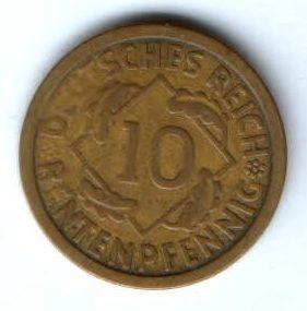10 пфеннигов 1924 г. J Германия