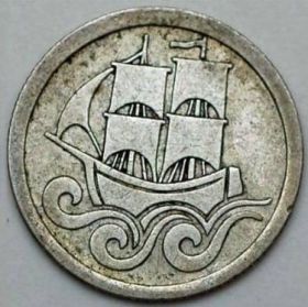 Монета 1/2 гульдена Польша Данцигский гульден 1927