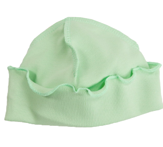 Зеленая шапочка-берет для новорожденного