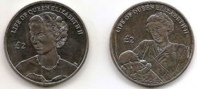 Жизнь королевы Елизаветы II   2 фунта Остров Вознесения 2012 Набор из 2 монет