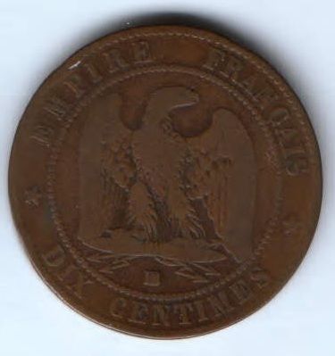 10 сантимов 1853 г. BB Франция